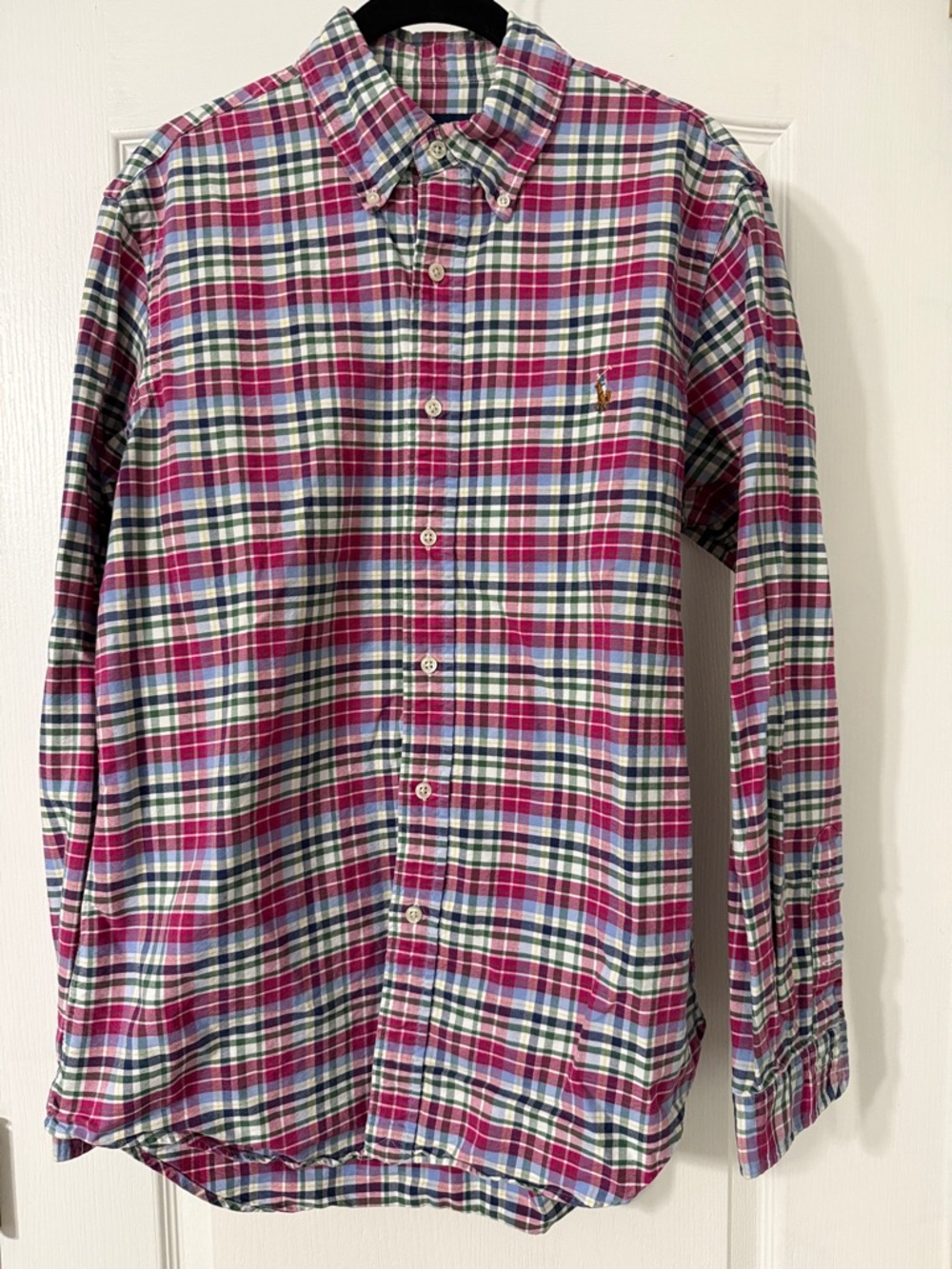 Ralph Lauren Men's Fuchsia & Blue Plaid Button-Down Shirt